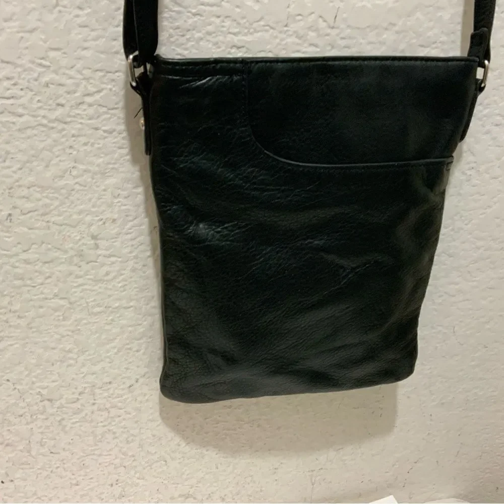 Margot Crossbody Bag Black Genuine Leather Handbag Purse Small